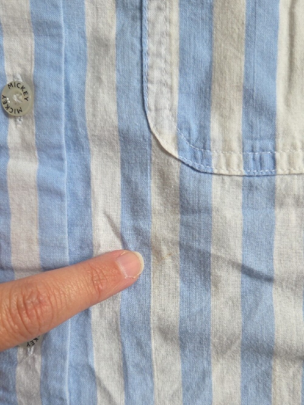 Mickey Mouse Blue & White Striped Sleeveless Button-Up Shirt - Picture 3 of 6